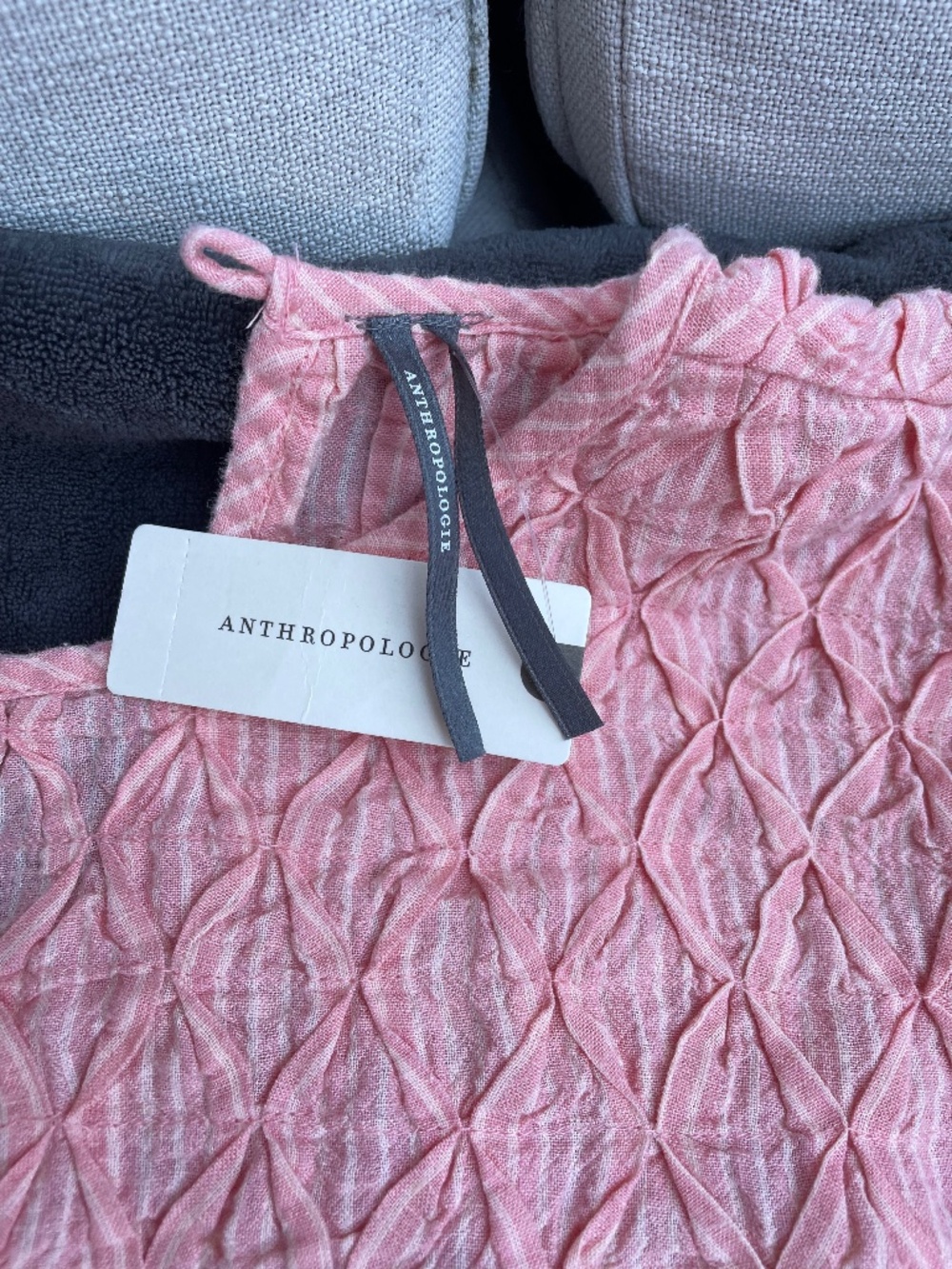 NEW ANTHROPOLOGIE Small Liza Linen-Blend Smocked Top